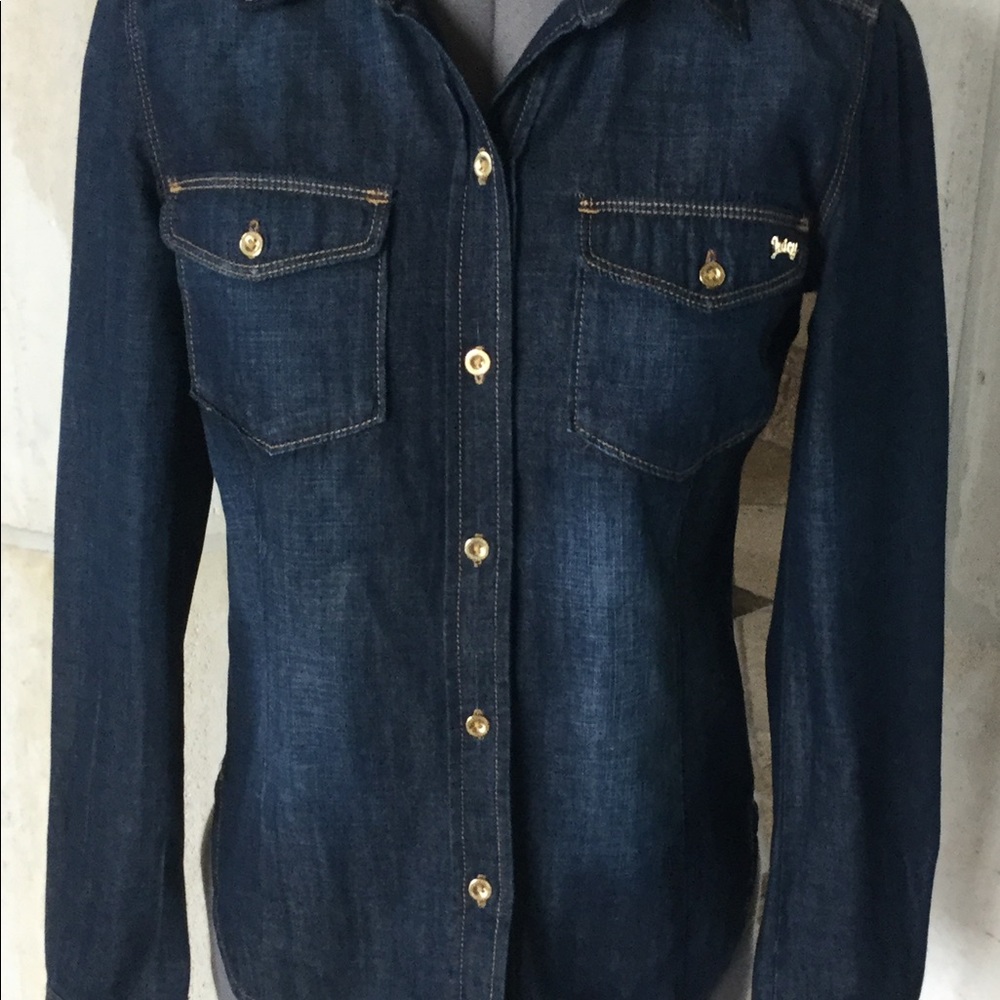 Juicy Couture denim button down blouse. Size XS